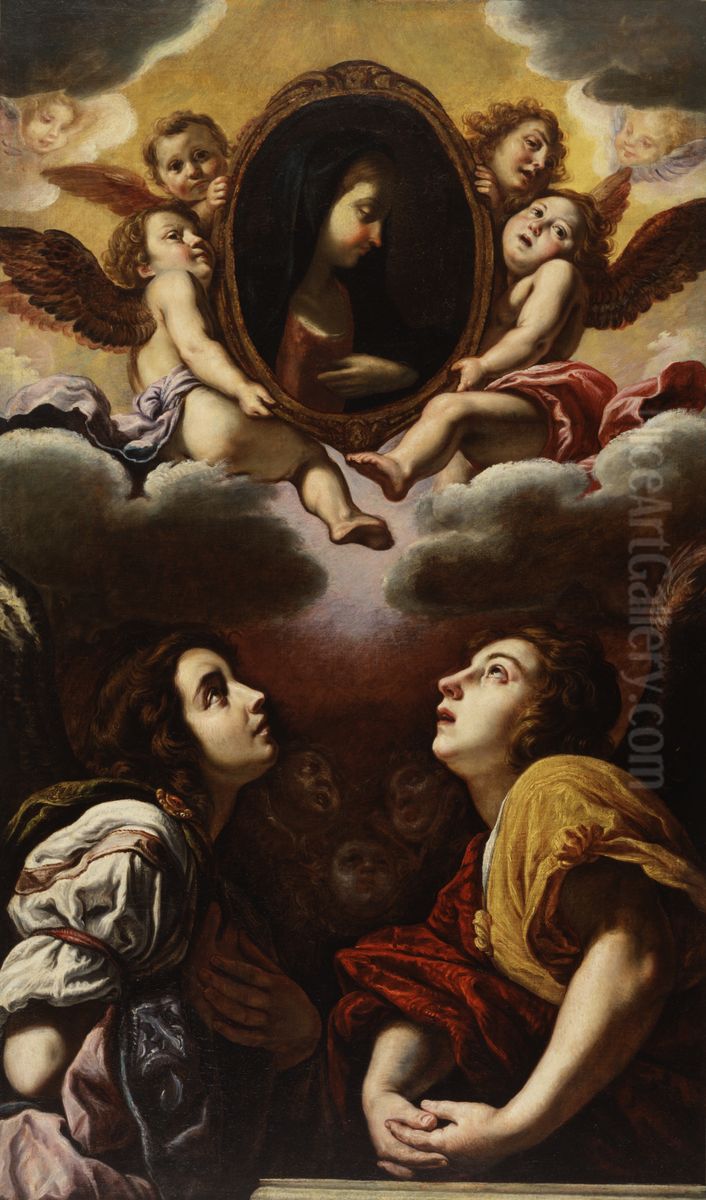 Flying and Adoring Angels Oil Painting by Domenico Fetti