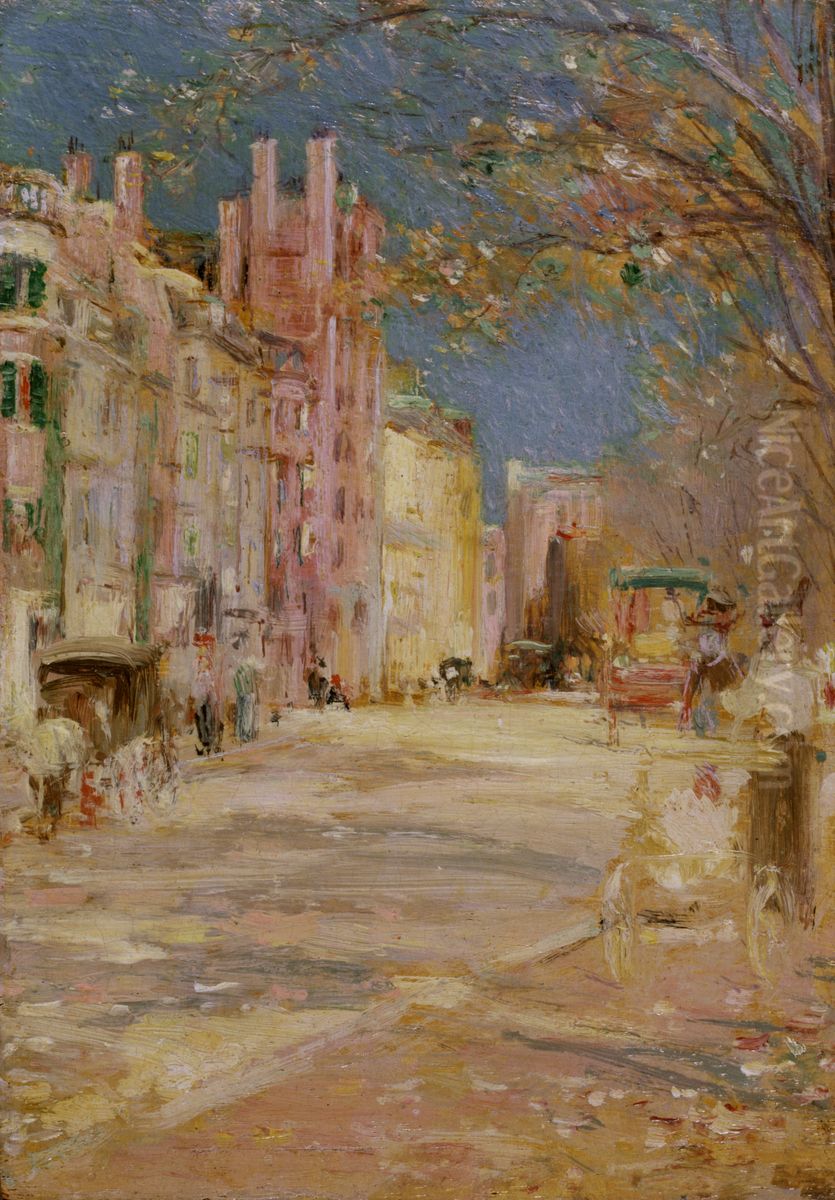 Boston Street Scene (Boston Common) Oil Painting by Edward Mitchell Bannister