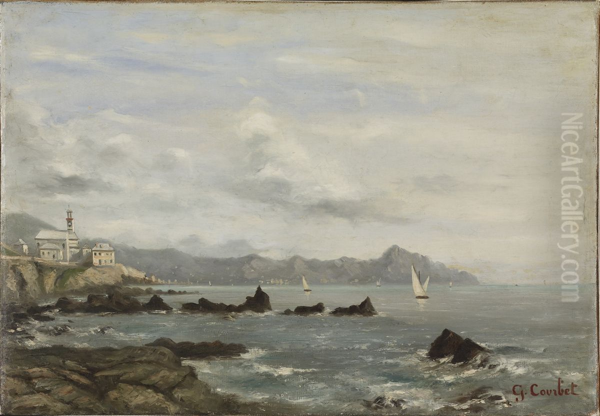 View of Lake Geneva Oil Painting by Gustave Courbet