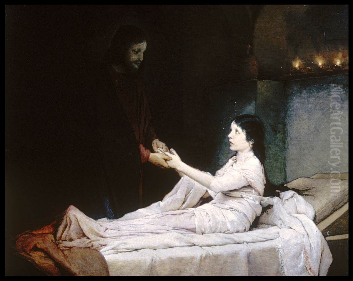 The Raising of the Daughter of Jairus Oil Painting by Gabriel von Max