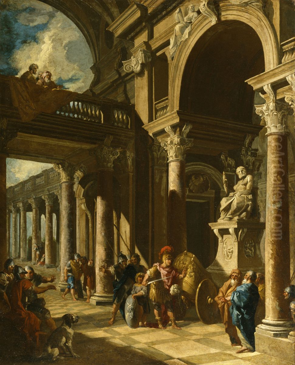 Alexander the Great Cutting the Gordian Knot Oil Painting by Giovanni Paolo Panini