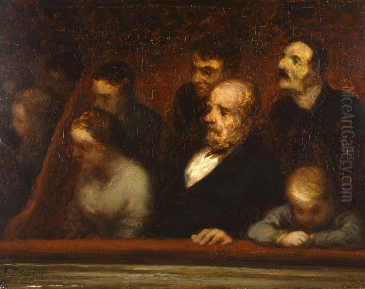 The Loge (In the Theatre Boxes) Oil Painting by Honore Daumier