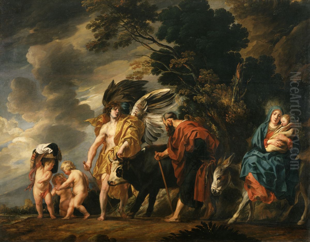 Flight of the Holy Family into Egypt Oil Painting by Jacob Jordaens
