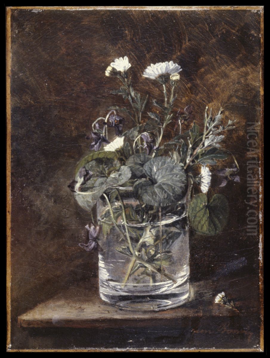 Daisies and Violets Oil Painting by Leon Bonvin