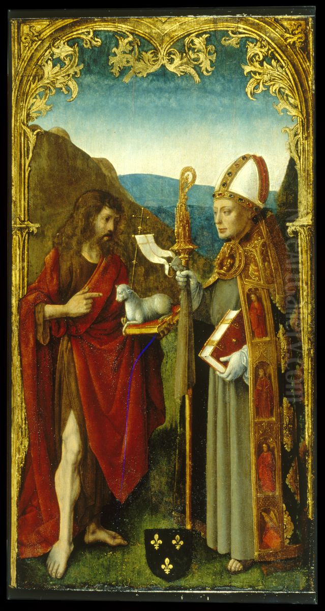 Saint John the Baptist and a Bishop Saint Oil Painting by Master of the Virgo inter Virgines