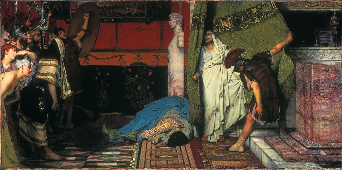 A Roman Emperor (Claudius) Oil Painting by Lawrence Alma-Tadema