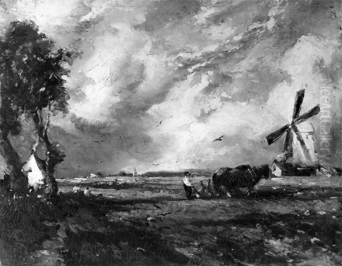 Landscape With Windmill Oil Painting by William James Muller