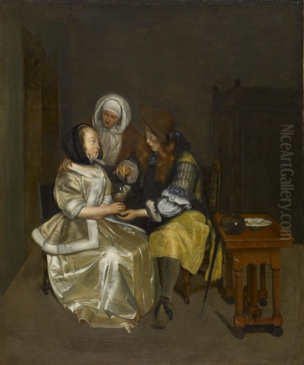 A Glass Of Lemonade Oil Painting by Gerard Ter Borch