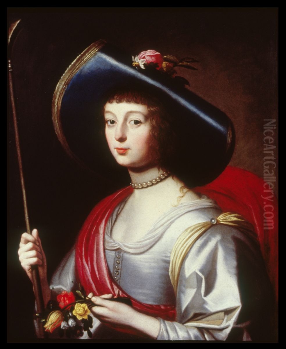 Portrait of a Lady of the Court as a Shepherdess Oil Painting by Gerard van Honthorstand workshop