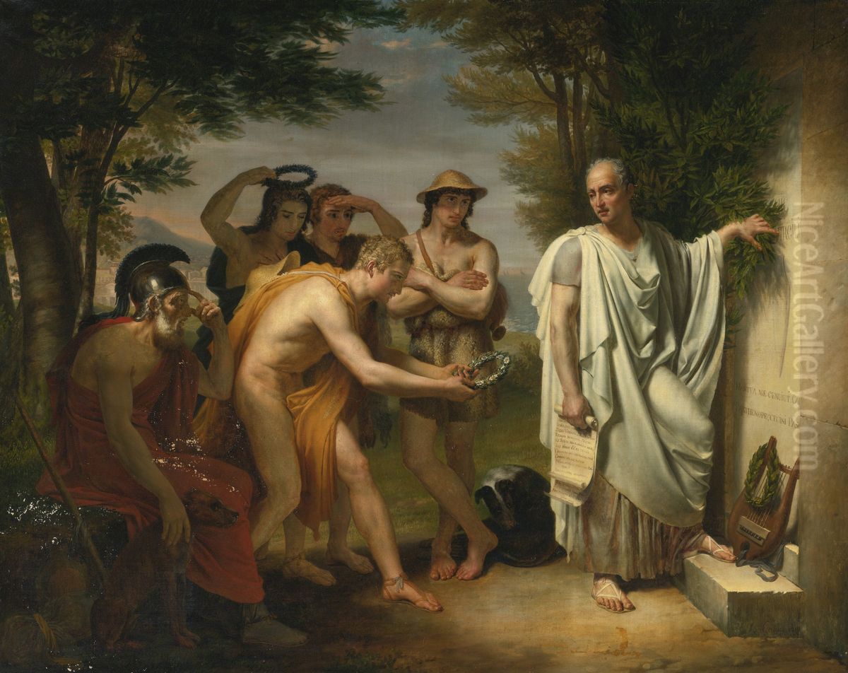 Horace at the tomb of Virgil Oil Painting by Jean-Bruno Gassies
