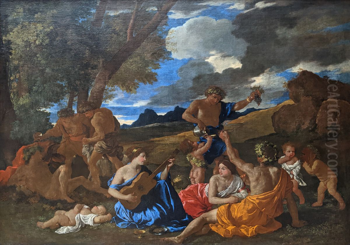 Bacchanale a la joueuse de guitare Oil Painting by Nicolas Poussin