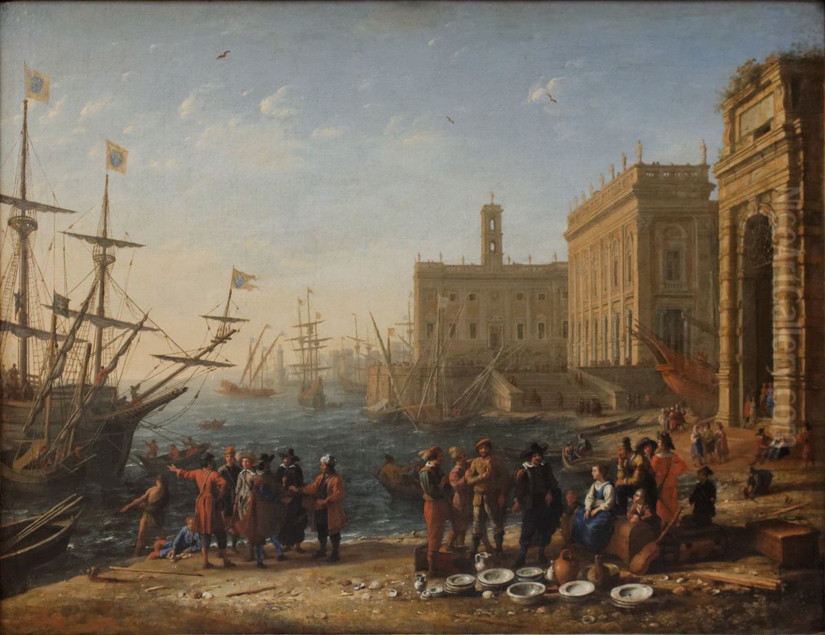 Fantasy view of a harbour near the Roman Capitol Oil Painting by Claude Lorrain (Claude Gellee)