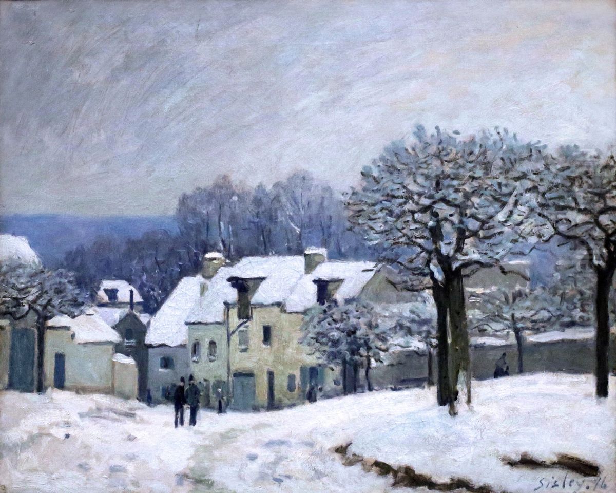 La Place du Chenil a Marly, effet de neige Oil Painting by Alfred Sisley