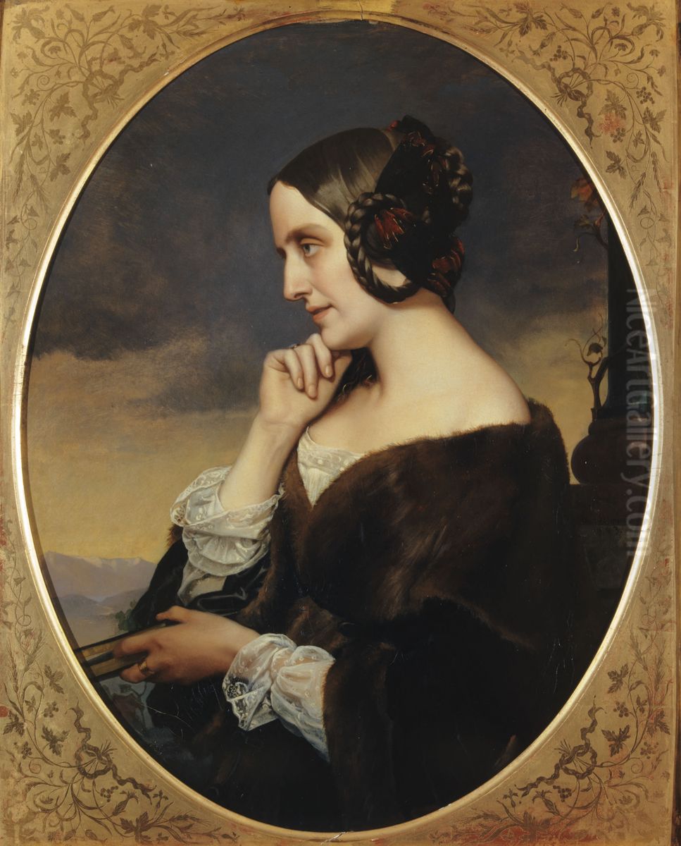 Portrait of Marie de Flavigny, comtesse d'Agoult Oil Painting by Henri Lehmann