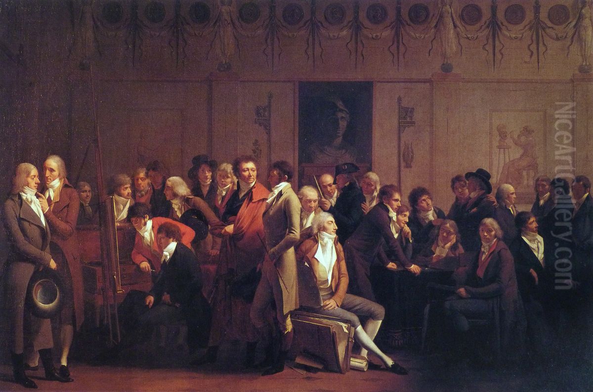 Reunion d'artistes dans l'atelier d'Isabey : salon de 1798 Oil Painting by Louis-Leopold Boilly