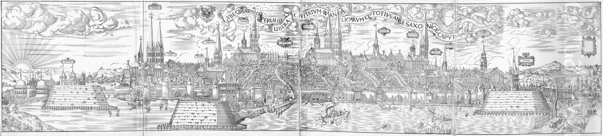 Lubecker Stadtansicht des Elias Diebel. Oil Painting by Elias Diebel