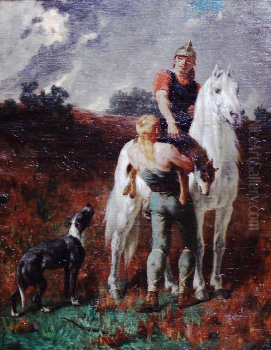 Gaulois revenant de la chasse Oil Painting by Evariste Vital Luminais