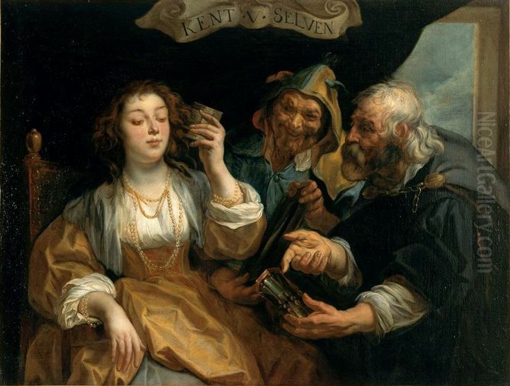 Connais toi toi-meme ; la jeunesse entre le vice et la vertu Oil Painting by Jacob Jordaens