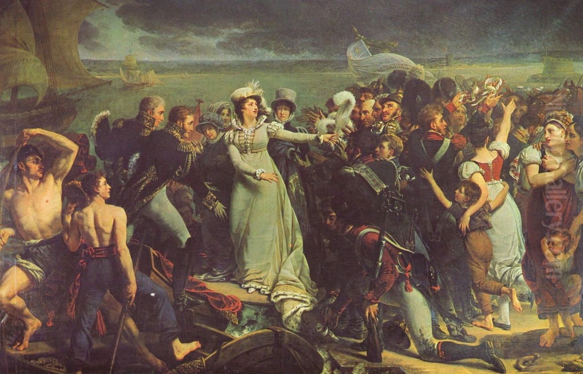 Embarquement de la Duchesse d'Angouleme a Pauillac Oil Painting by Antoine-Jean Gros