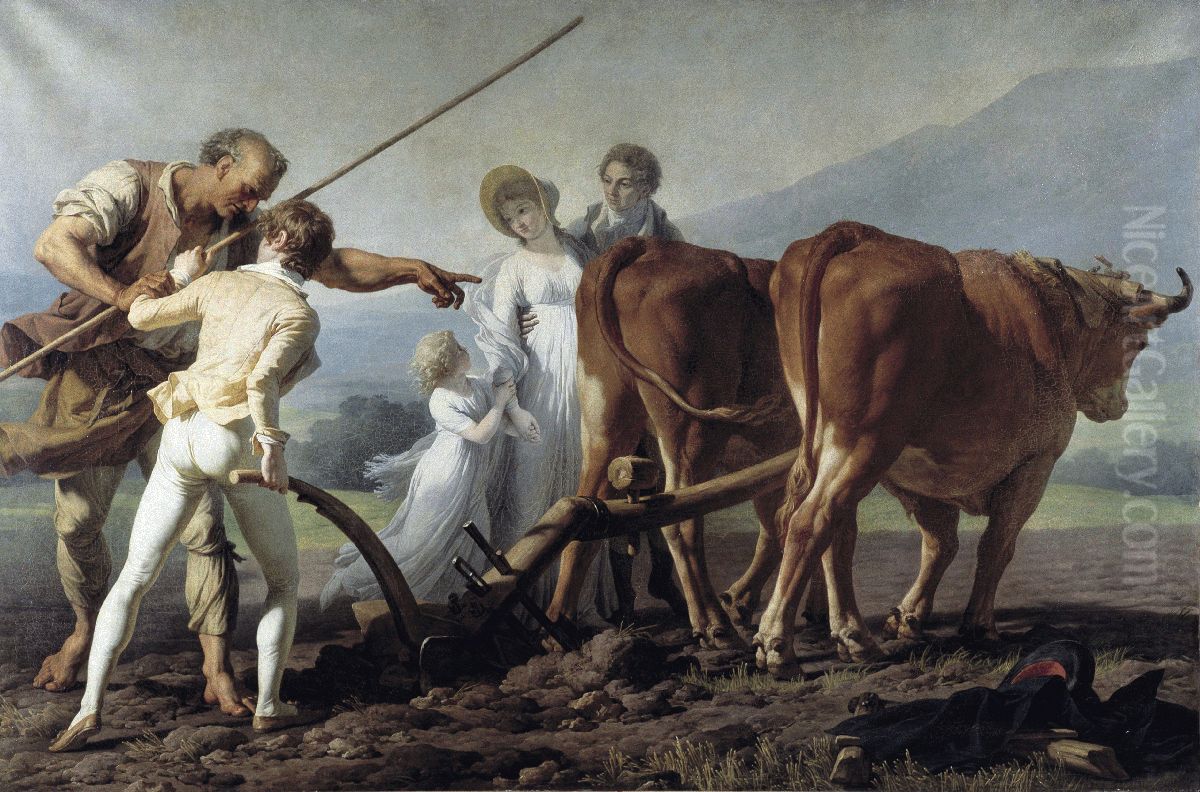 The Ploughing Lesson Oil Painting by Francois-Andre Vincent