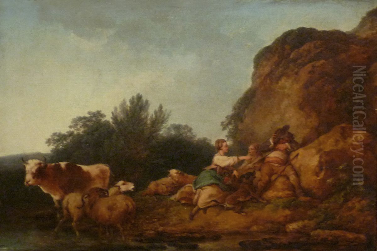 La Mangeuse de cerises Oil Painting by Philip James de Loutherbourg