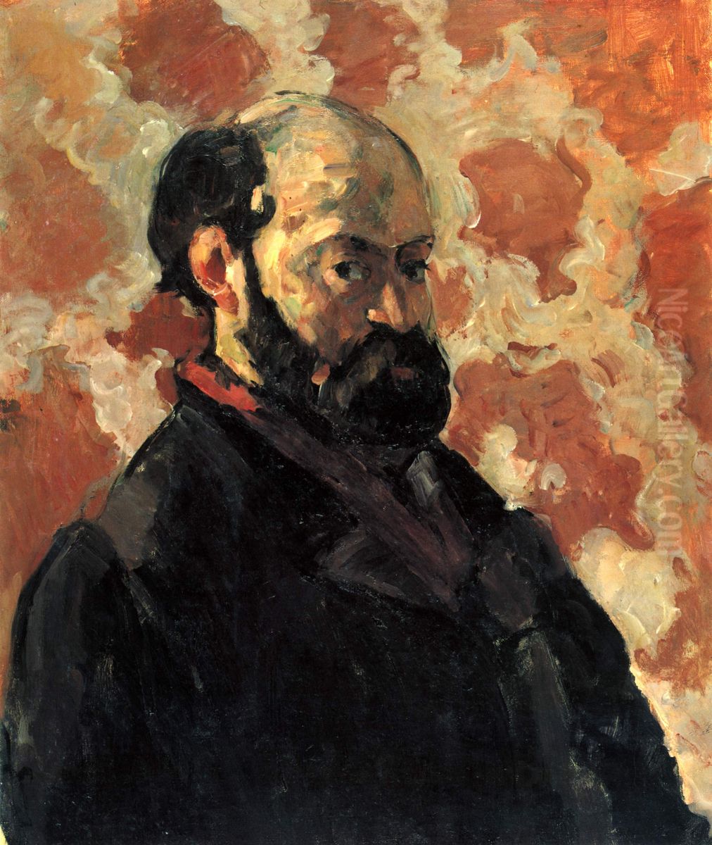 Selbstportrat vor rosa Hintergrund Oil Painting by Paul Cezanne