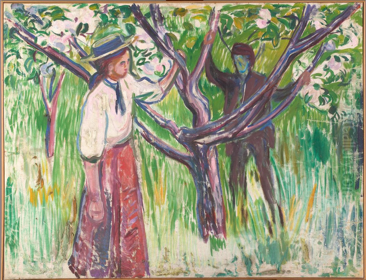 Adam and Eve Oil Painting by Edvard Munch