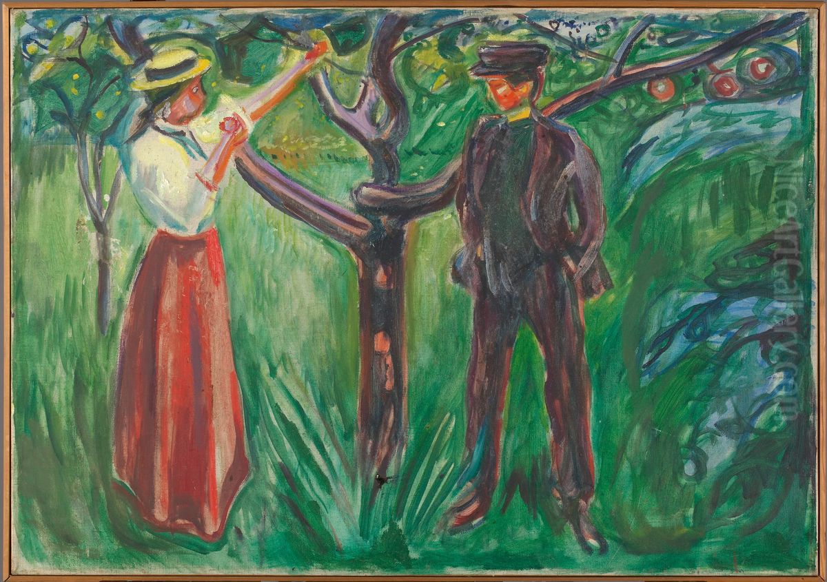 Adam and Eve Oil Painting by Edvard Munch
