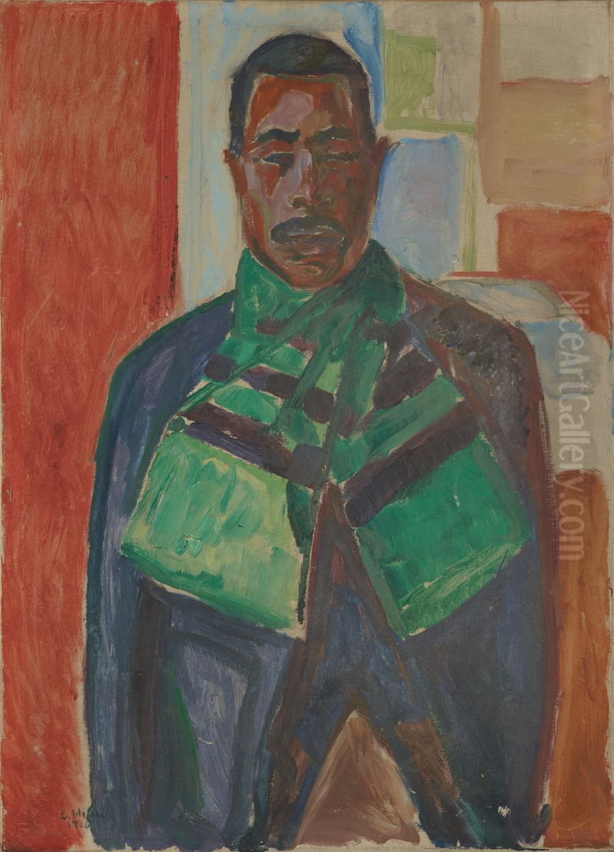Abdul Karim with a Green Scarf Oil Painting by Edvard Munch