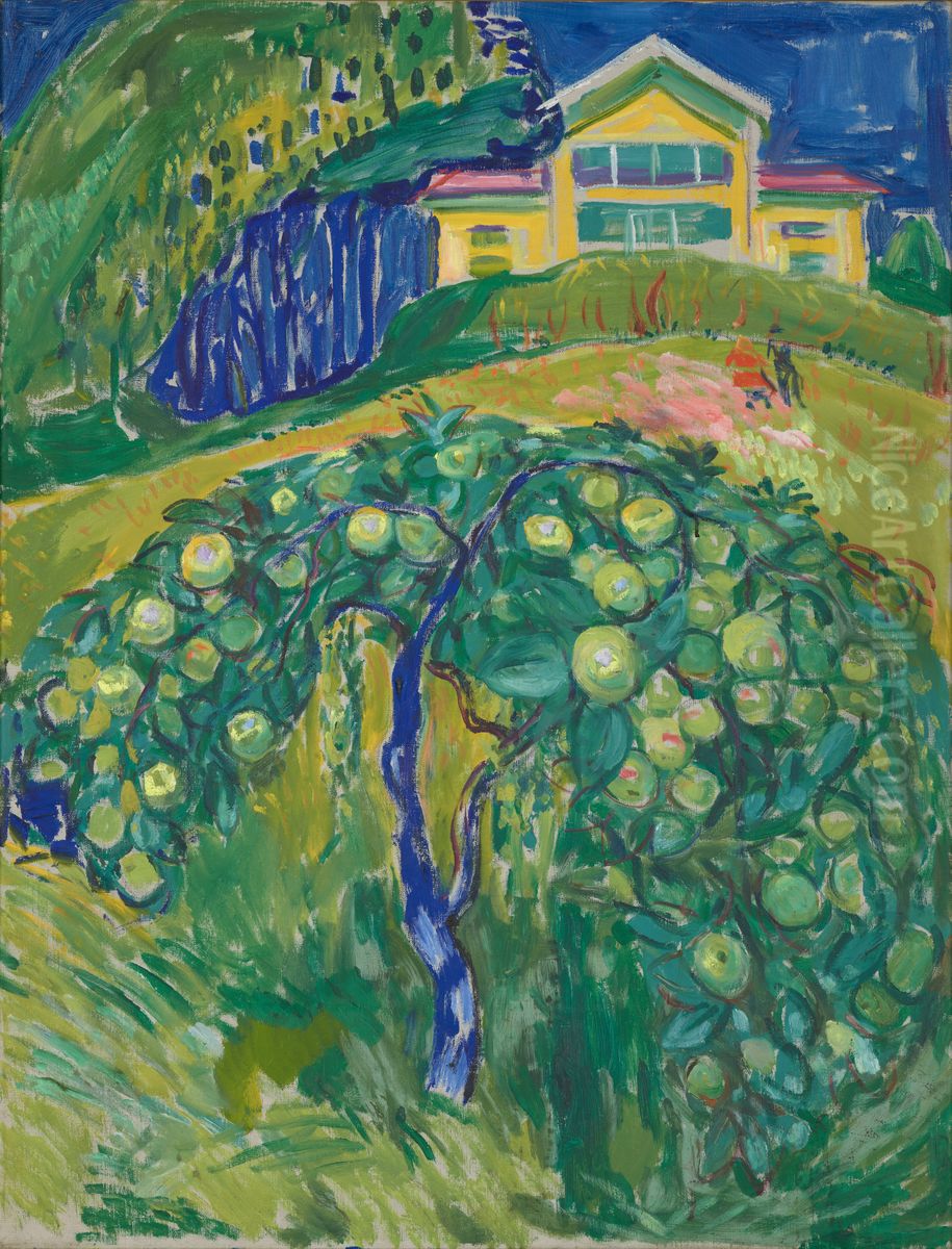 Apple Tree in the Garden Oil Painting by Edvard Munch