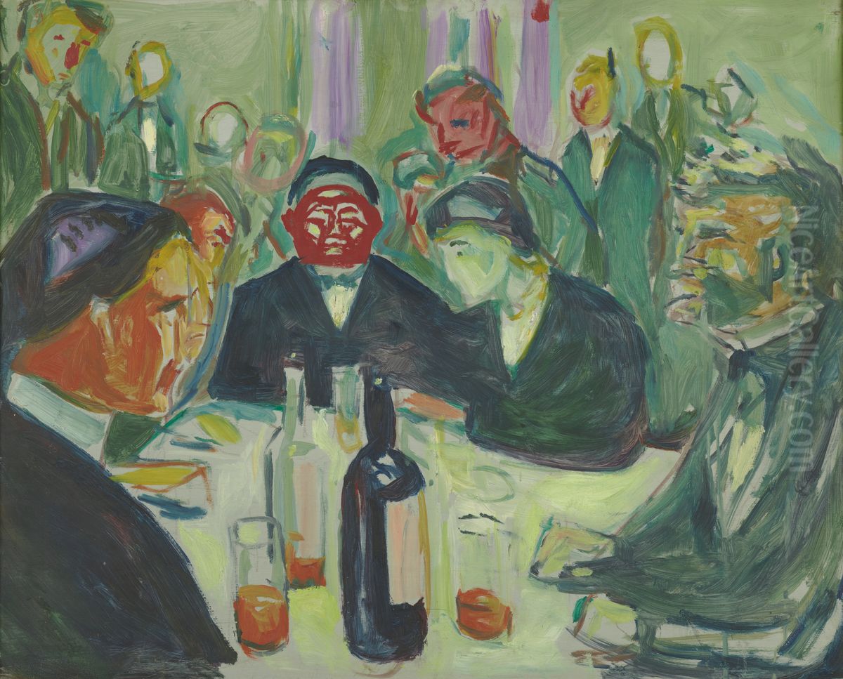 Around the Drinking Table Oil Painting by Edvard Munch