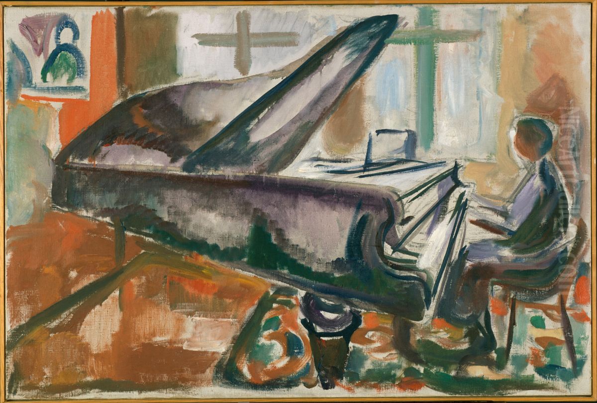 At the Grand Piano Oil Painting by Edvard Munch