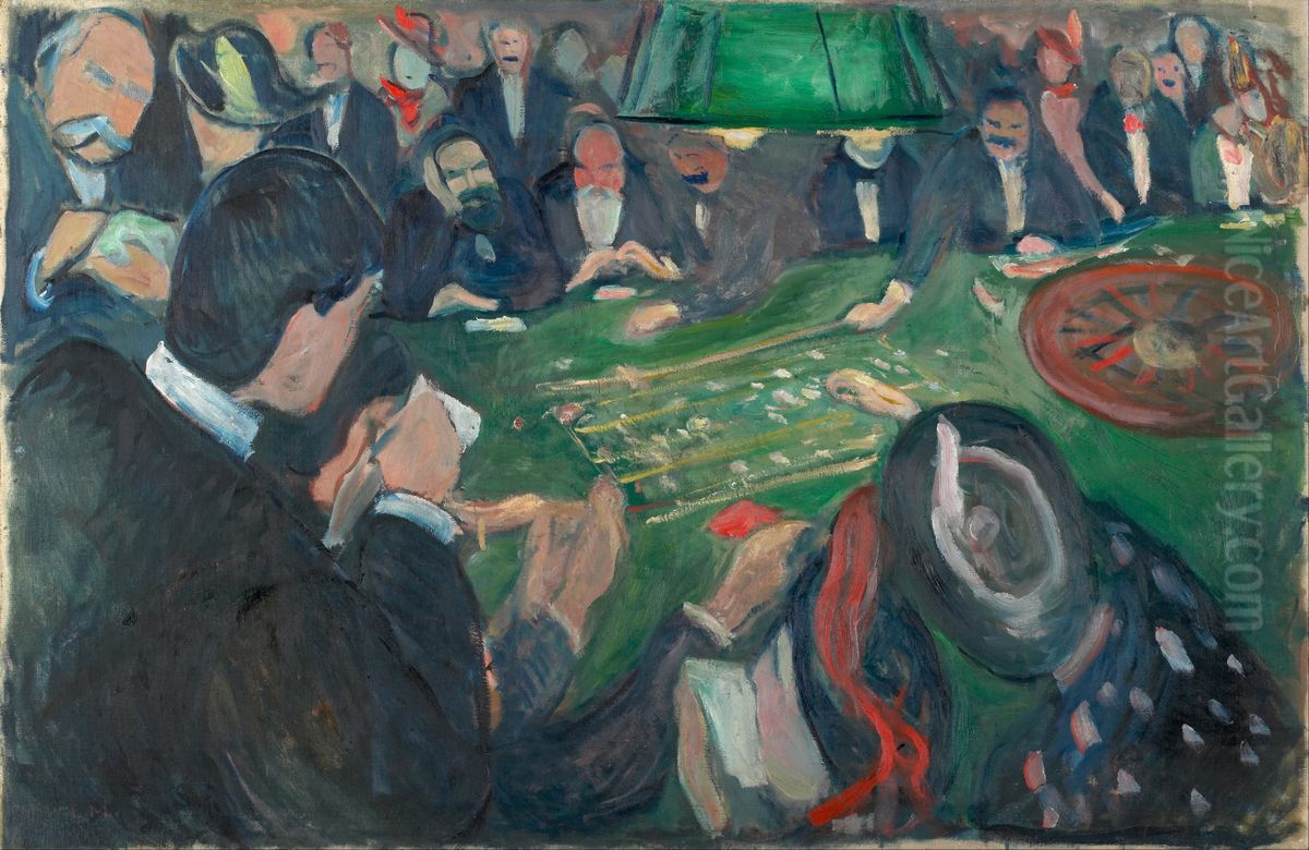 At the Roulette Table in Monte Carlo Oil Painting by Edvard Munch