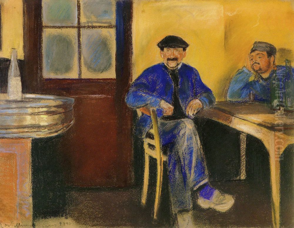 At the Wine Merchant's Oil Painting by Edvard Munch