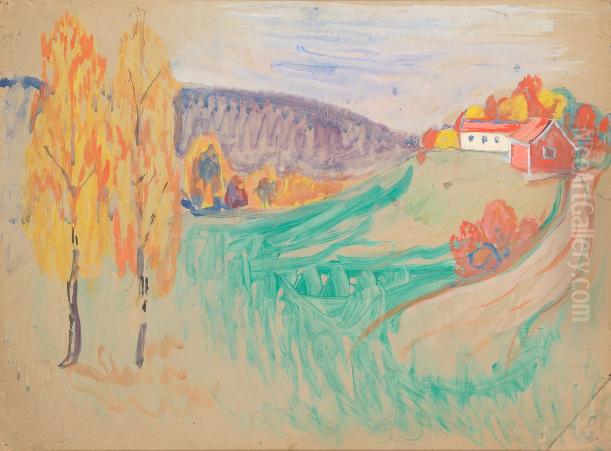 Autumn Landscape Oil Painting by Edvard Munch