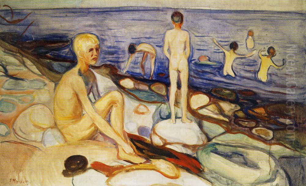 Bathing Boys Oil Painting by Edvard Munch