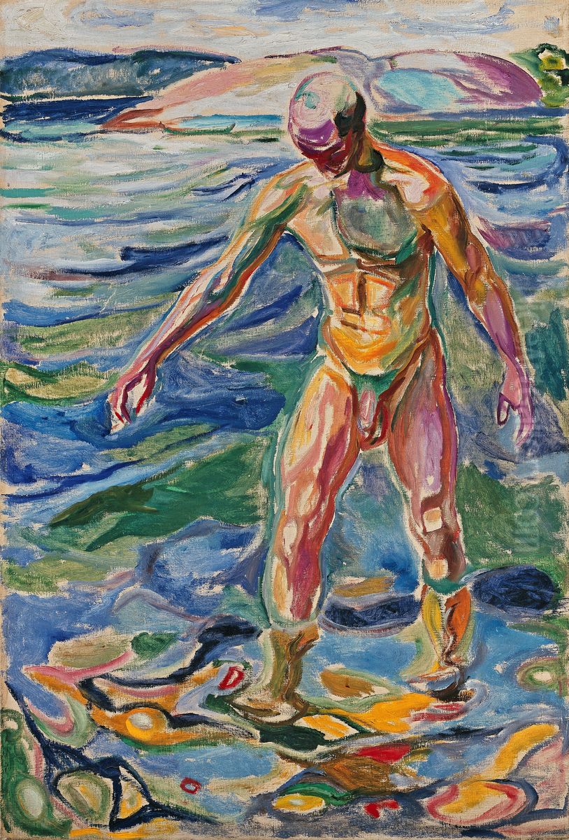 Bathing Man Oil Painting by Edvard Munch