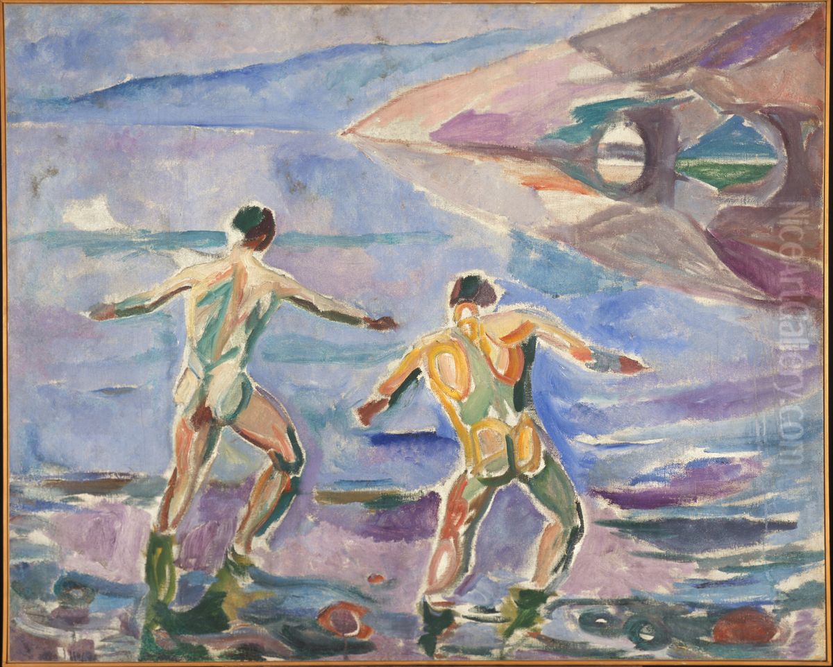Bathing Men Oil Painting by Edvard Munch