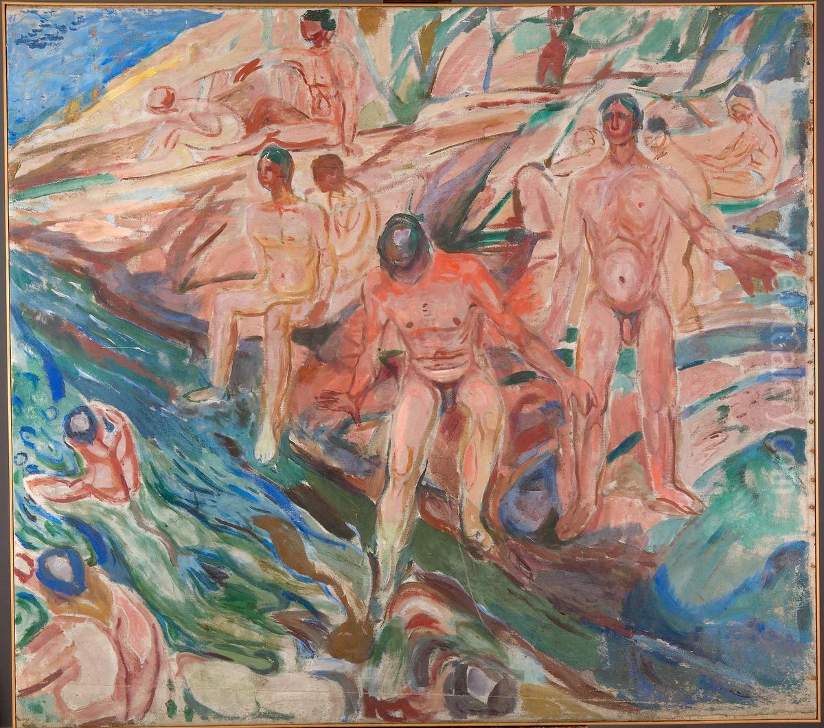 Bathing Men on Rocks Oil Painting by Edvard Munch