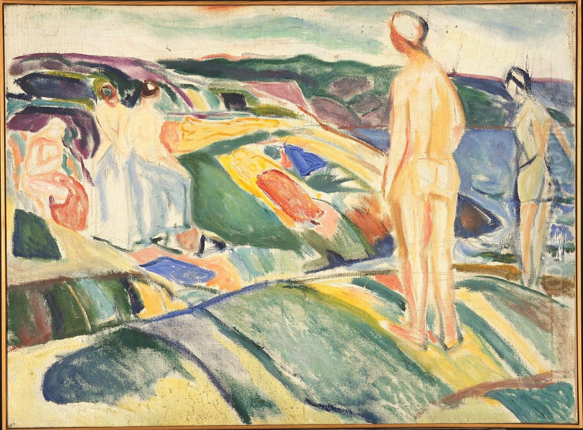 Bathing Women on Rocks Oil Painting by Edvard Munch
