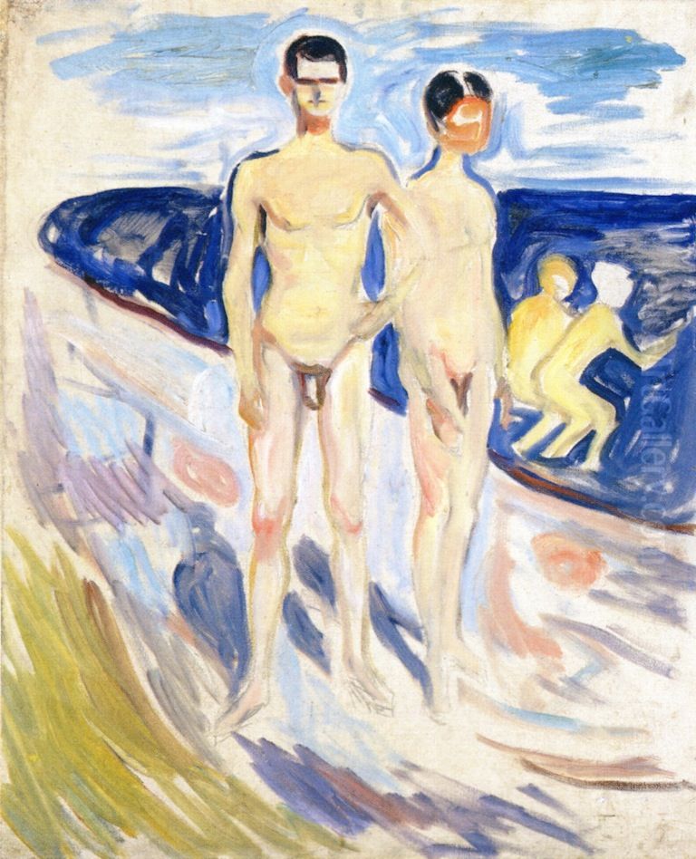 Bathing Young Men Oil Painting by Edvard Munch