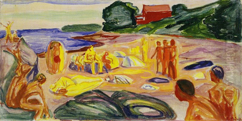 Beach Scene Oil Painting by Edvard Munch