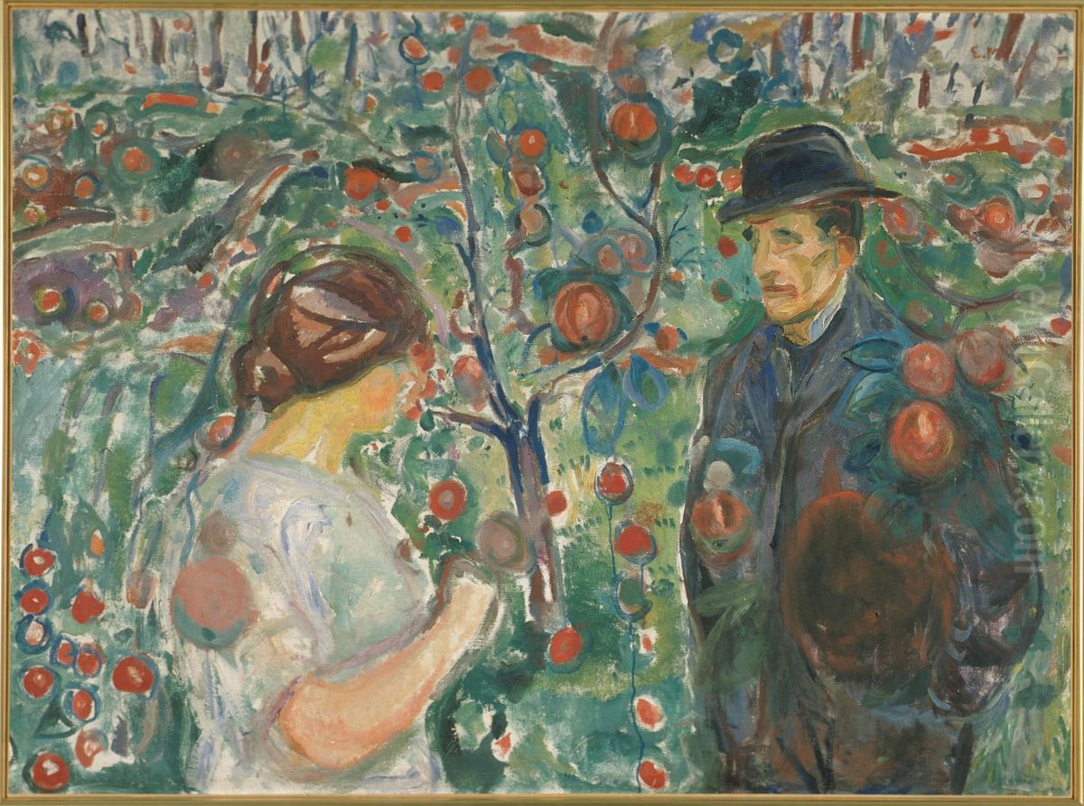 Beneath the Red Apples Oil Painting by Edvard Munch