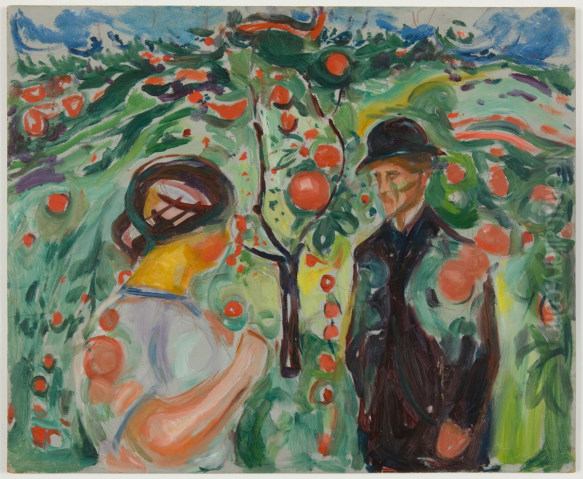 Beneath the Red Apples Oil Painting by Edvard Munch