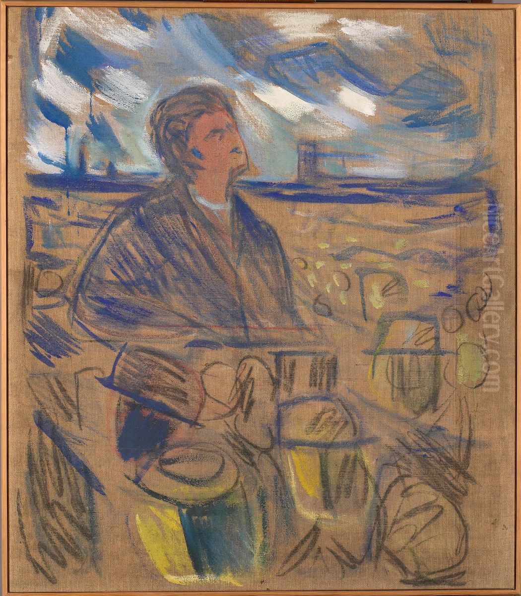 Bjornstjerne Bjornson Speaking to the People Oil Painting by Edvard Munch