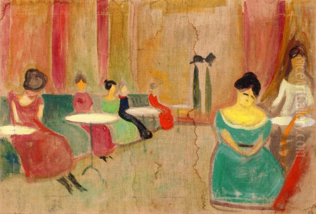 Brothel Scene Oil Painting by Edvard Munch