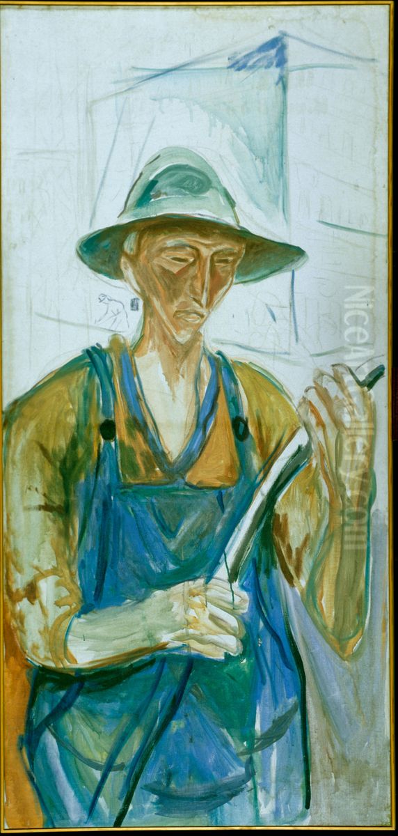 Building Worker Oil Painting by Edvard Munch