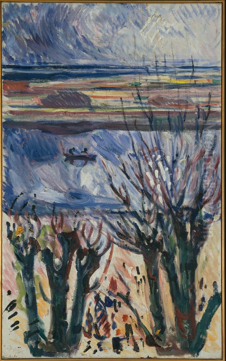 Canal in Warnemunde Oil Painting by Edvard Munch