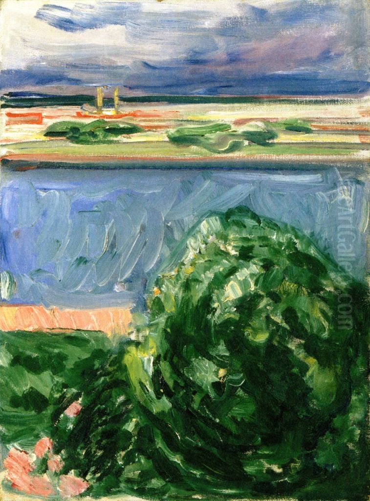 Canal with Dark Clouds Oil Painting by Edvard Munch