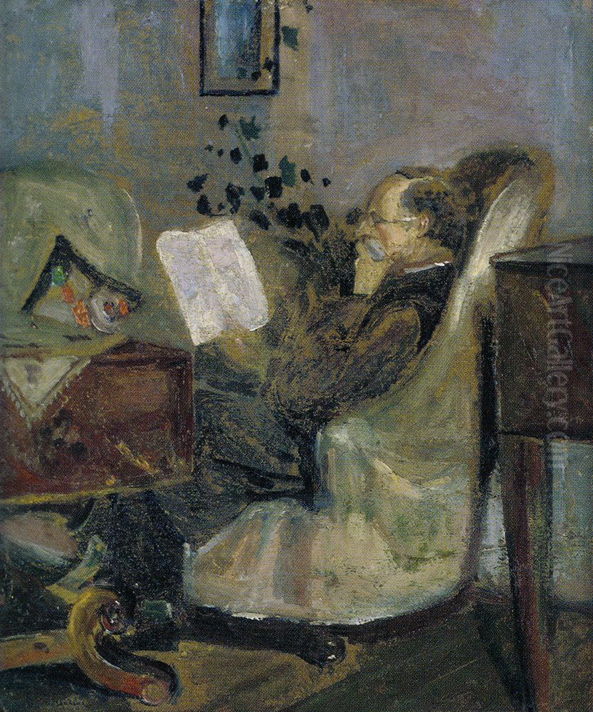 Christian Munch on the Couch Oil Painting by Edvard Munch
